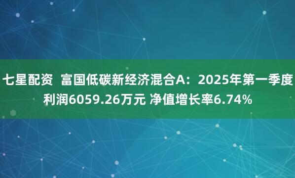 七星配资  富国低碳新经济混合A：2025年第一季度利润6059.26万元 净值增长率6.74%