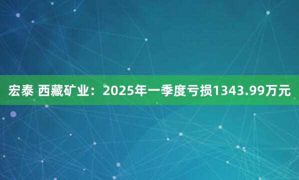 宏泰 西藏矿业：2025年一季度亏损1343.99万元