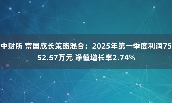 中财所 富国成长策略混合：2025年第一季度利润7552.57万元 净值增长率2.74%